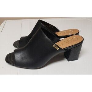 Calvin Klein Women’s Open Toe Mule Chunky Heel Snakeskin Accent Size 11M NWOB